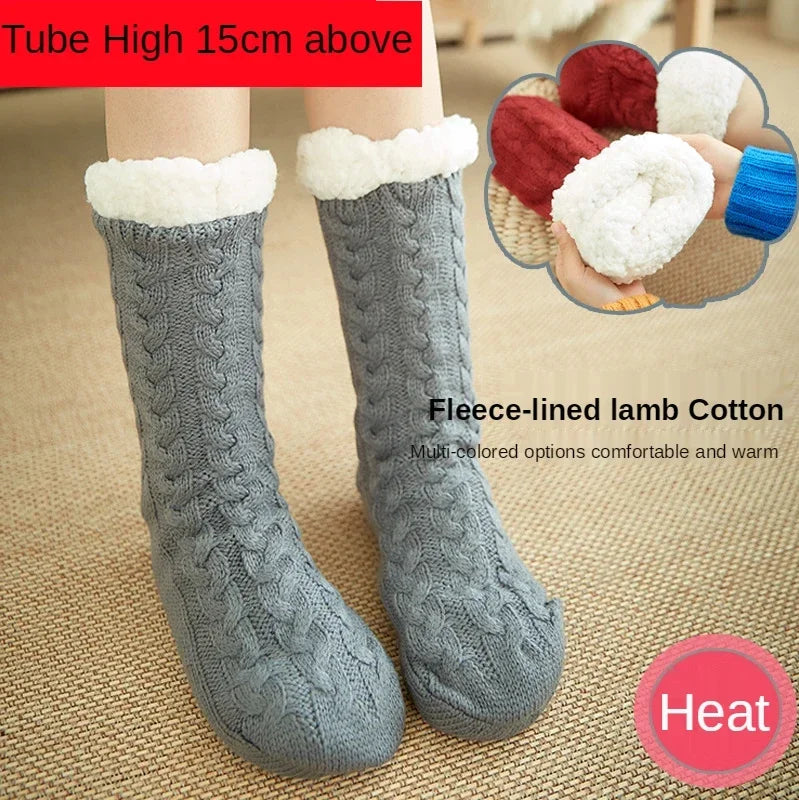 Womens Fuzzy Thermal Sock Plush Grip Hemp Winter Soft Female Home Indoor Warm Bedroom Non slip fluffy Thick Slipper Floor Sock