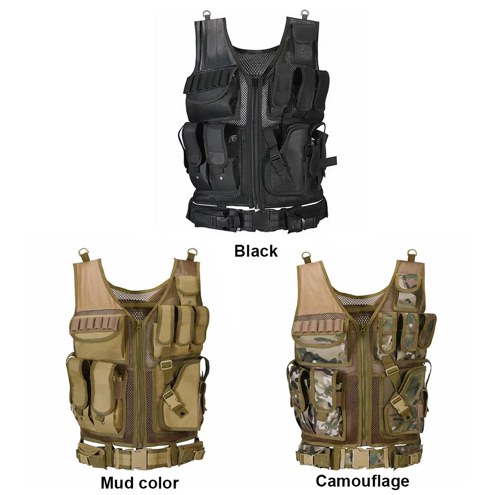Nylon Combat Body Armor Vests Adjustable Mesh Vest Plate Carrier Vest Hunting Outdoor CS Game Airsoft Training Jacket