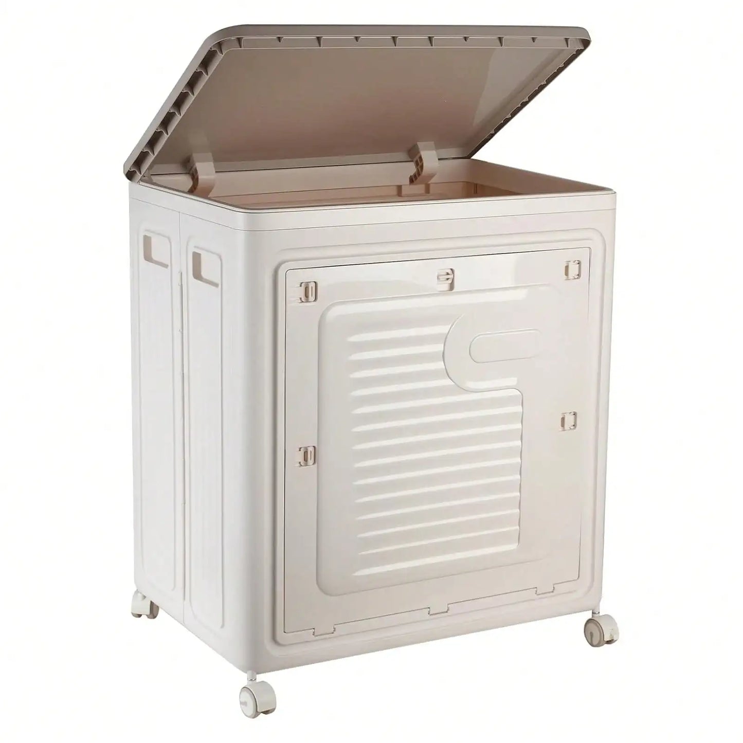Slim Rolling Laundry Hamper with Lid & Wheels. Space-Saving Organizer