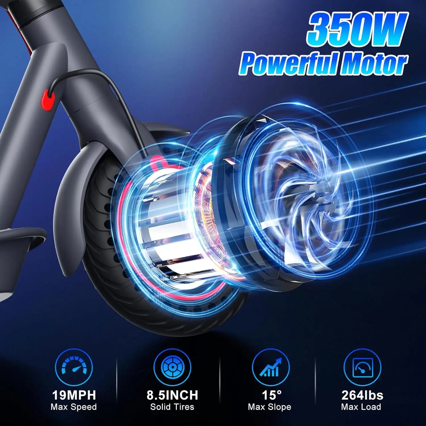 350W Folding Electric Scooter for Adults. Portable Commuter E-Scooter with 36V Battery & 8.5” Solid Tire