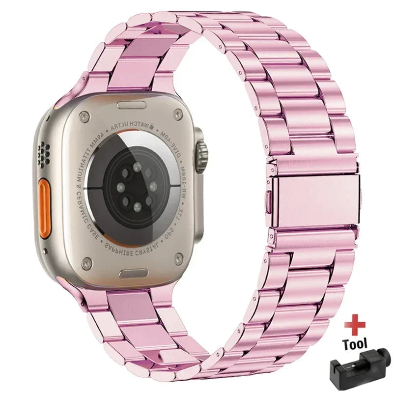 Premium Stainless Steel Apple Watch Band .Luxury Metal Replacement Strap