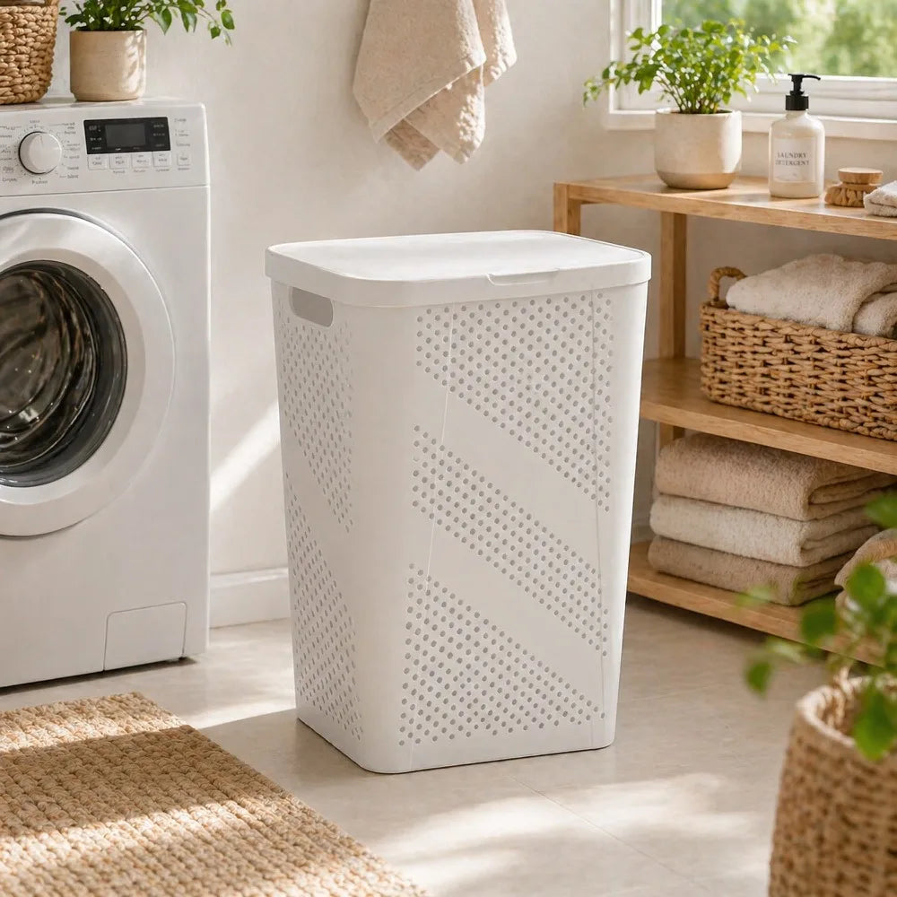24-Inch Rectangular Laundry Hamper with Hinged Lid