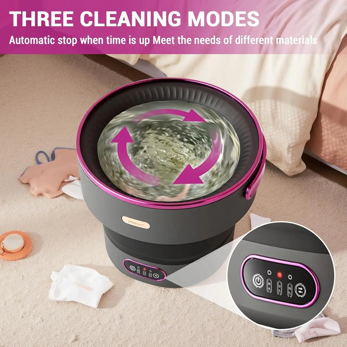Collapsible Mini Portable Washing Machine & Spin Dryer. Compact Laundry Solution