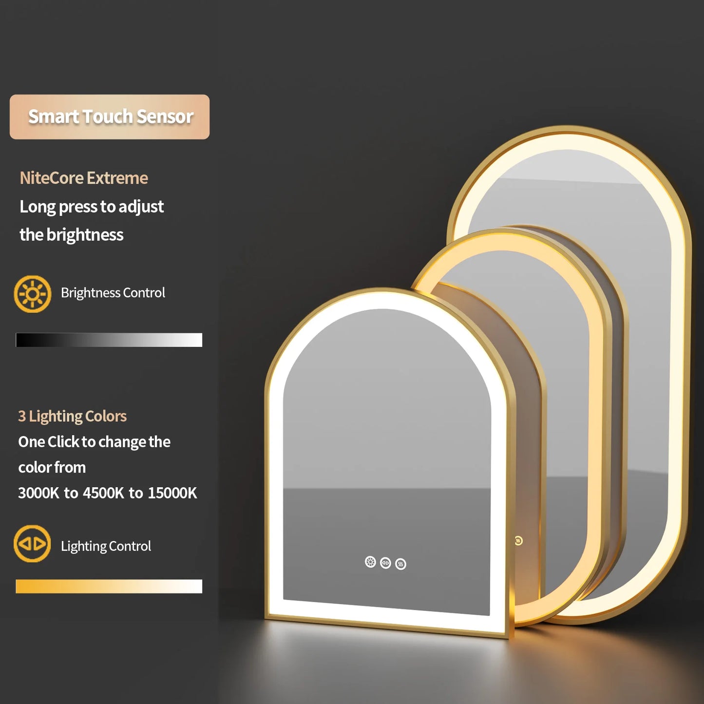 Large LED Oval Bathroom Mirror with Stepless Dimmable Lighted Vanity Mirror for Wall Mounted Vanity with Frame Anti-Fog Memory