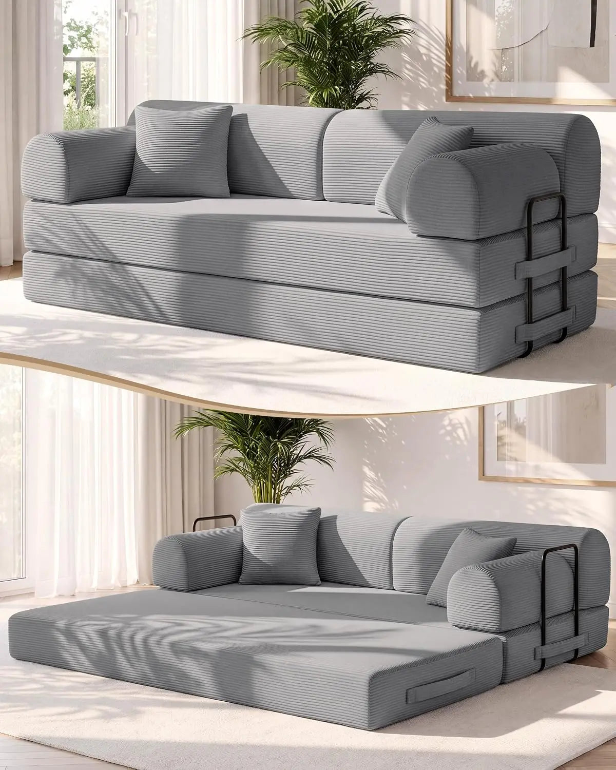 78.8-Inch Convertible Futon Sofa Bed with High Back