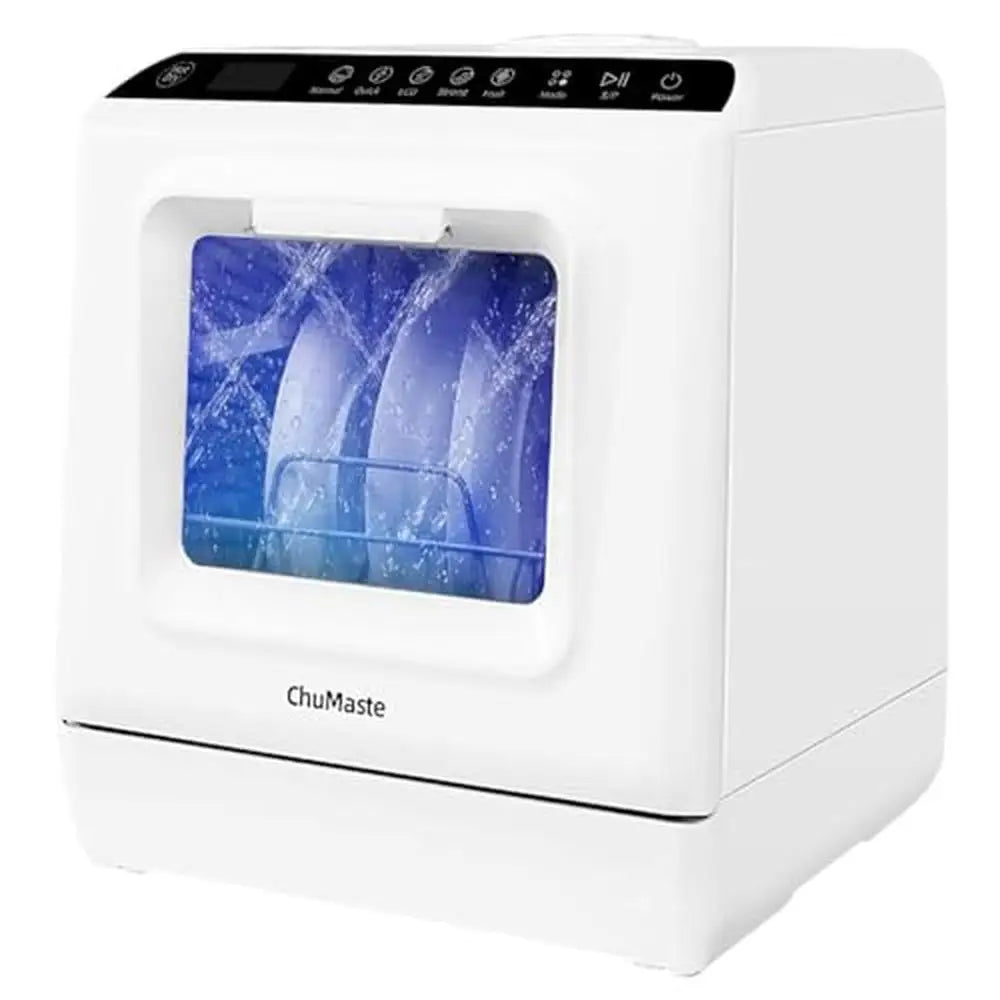 Portable Countertop Dishwasher with 5 Wash Programs Double Sprays Touch Screen Switch Hot Air Drying Mode and 2 Water Supply