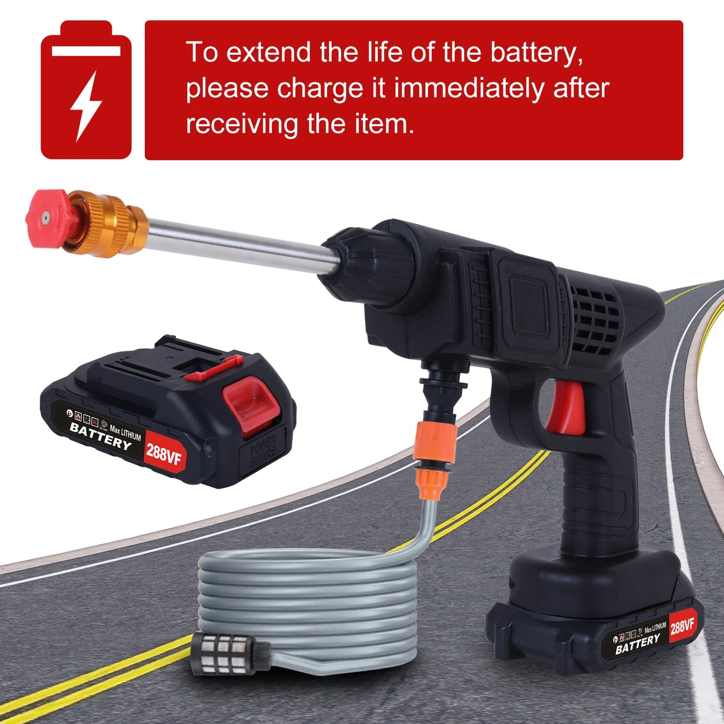 Portable Cordless High Pressure Washer with Rechargeable Battery for Cars, Patios, Driveways & Outdoor Cleaning