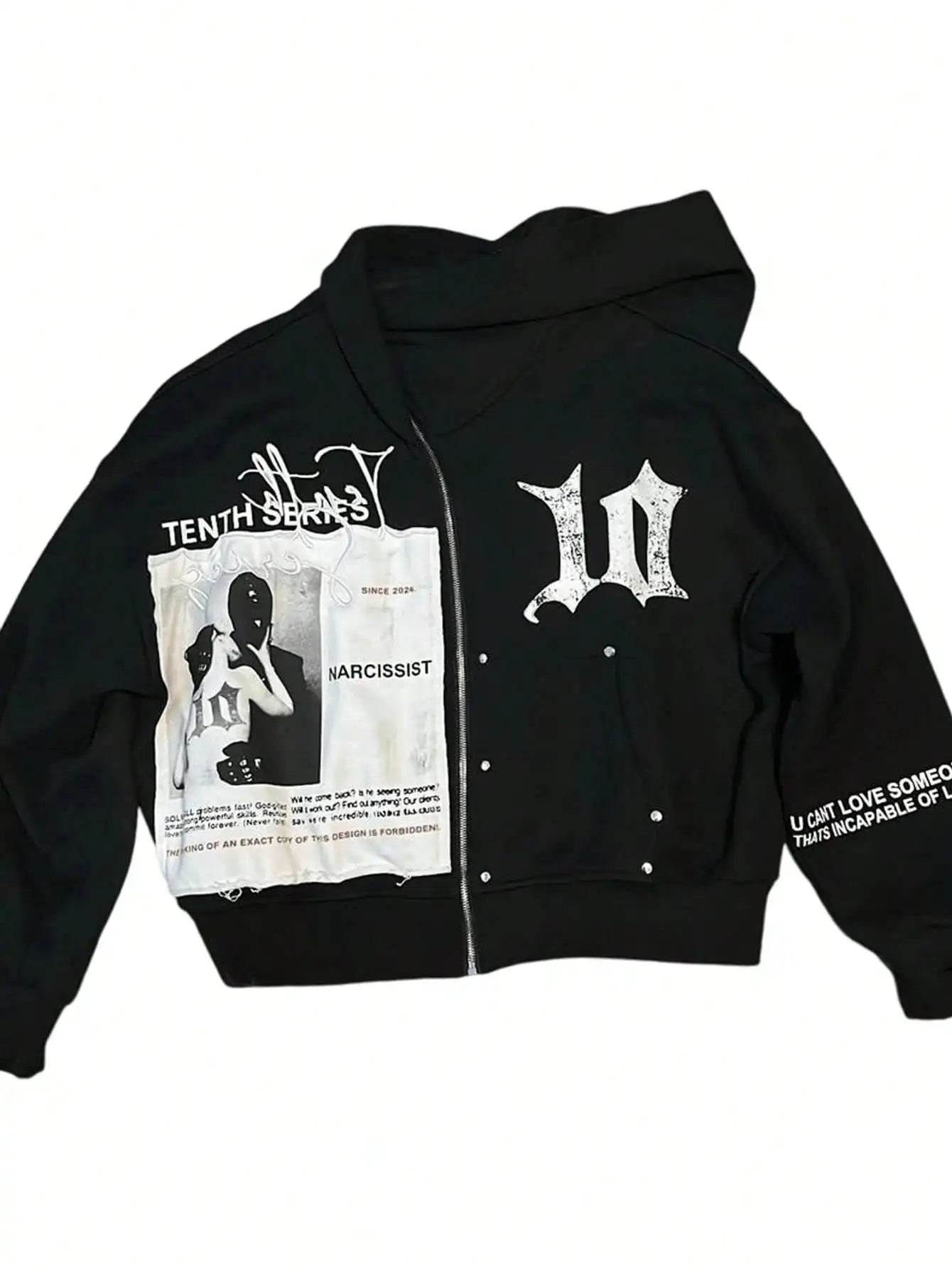 Men's Graphic Oversized Hoodies Y2k Zip Up Long Sleeve Hooded Sweatshirt Jacket Streetwear