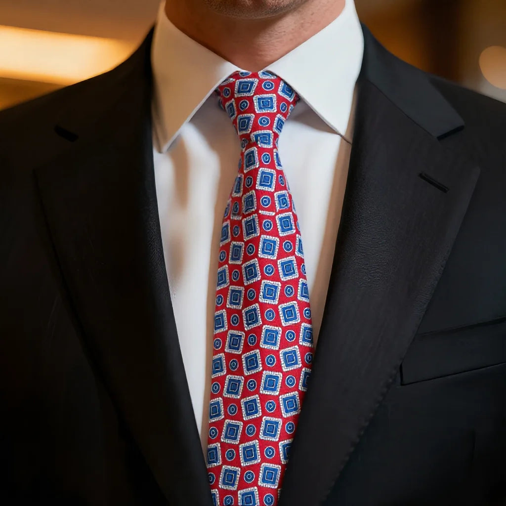 Luxury Men’s Silk Geometric Necktie for Business, Weddings & Formal Events