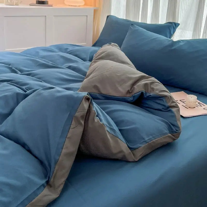 4-Piece Soft Brushed Duvet Cover Set . Solid Color Bedding