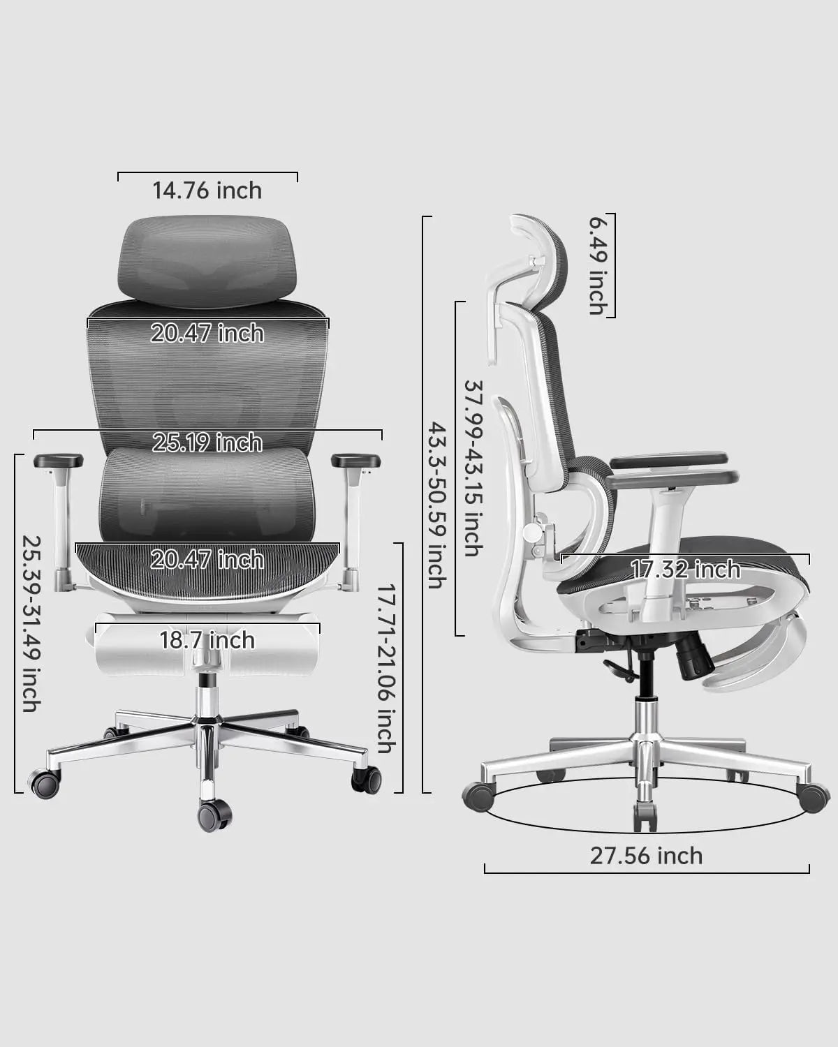 Ergonomic Mesh Office Chair with Adjustable Lumbar Support, 3D Armrests, Adjustable Headrest & Reclining High-Back Computer Desk Chair  Description