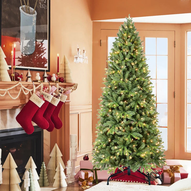 7FT Pre-Lit Artificial Christmas Tree with 400 Warm White LED Lights, 1,375 Tips & PVC/PE Mixed Branches . Premium Holiday Tree