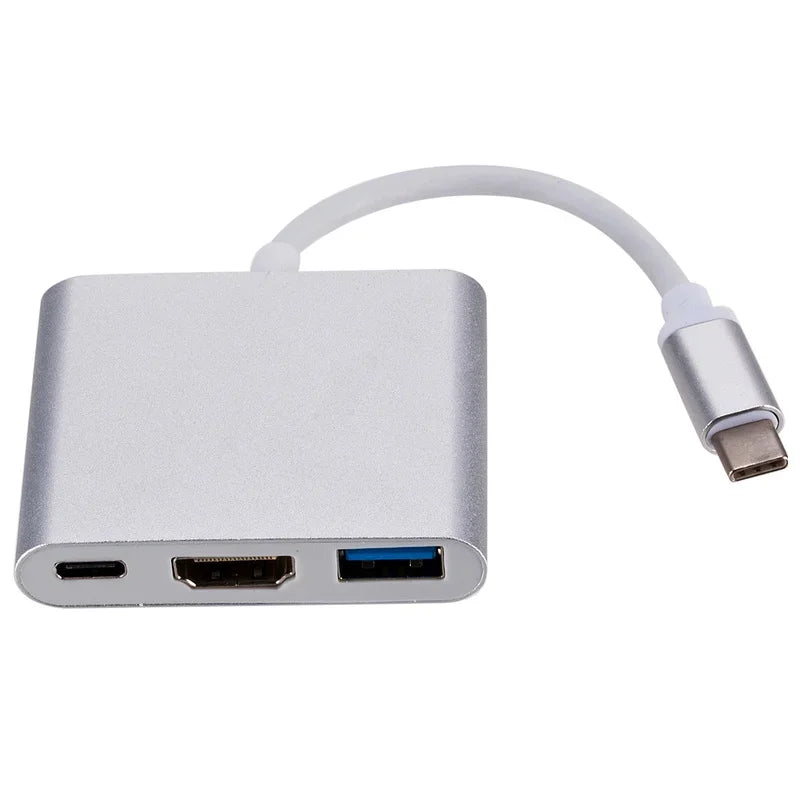 3-in-1 USB-C Hub with 4K HDMI Output, USB 3.0 Port & USB-C Power Delivery Adapter for Laptops, Tablets & Workstations