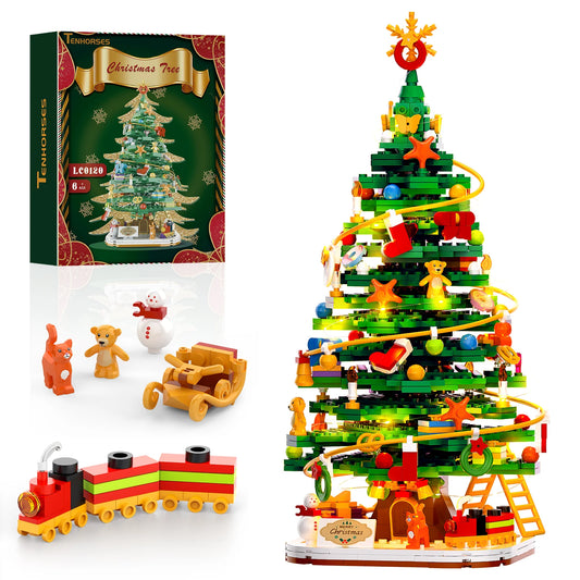 Christmas Tree Building Blocks Set: Build tabletop tree. Home Xmas decor, educational toy for family bonding, ideal gift for kid