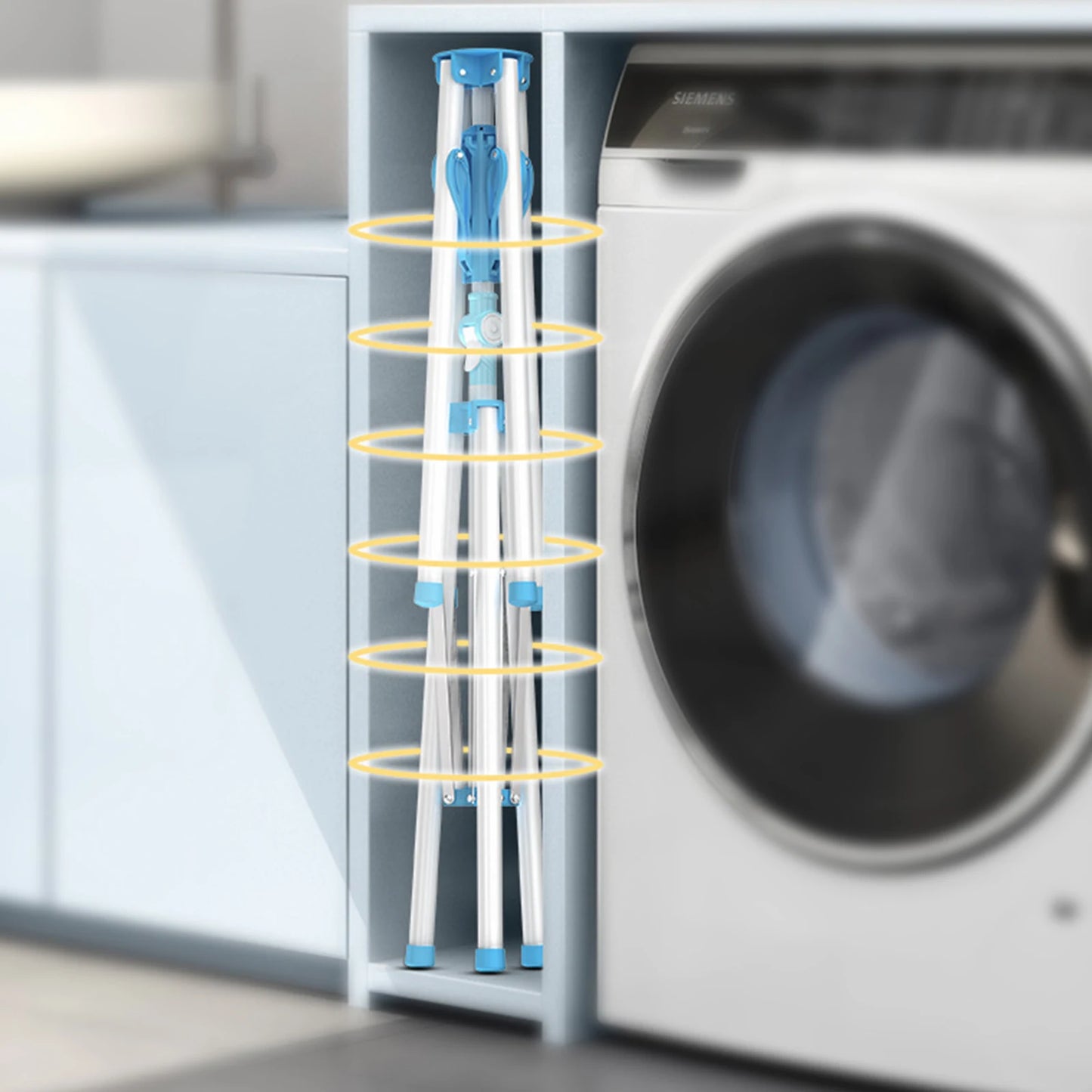 Foldable Tripod Clothes Drying Rack . Freestanding Portable Metal Laundry Drying Stand for Indoor & Outdoor Use