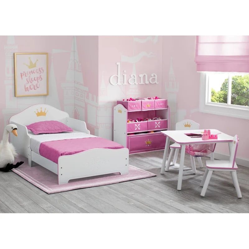 Kids Princess Crown Table and Chair Set with Storage Durable Wood Ideal Art Tea Parties and Playtime