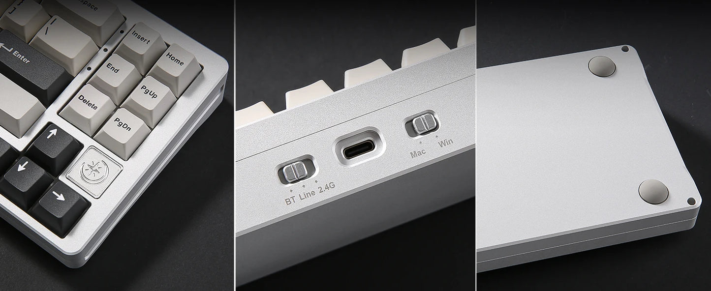 YUNZII AL71 Aluminum Mechanical Gaming Keyboard, Hot Swappable Gasket Custom RGB Wireless Keyboard, 71 Key Full CNC Study Keeb