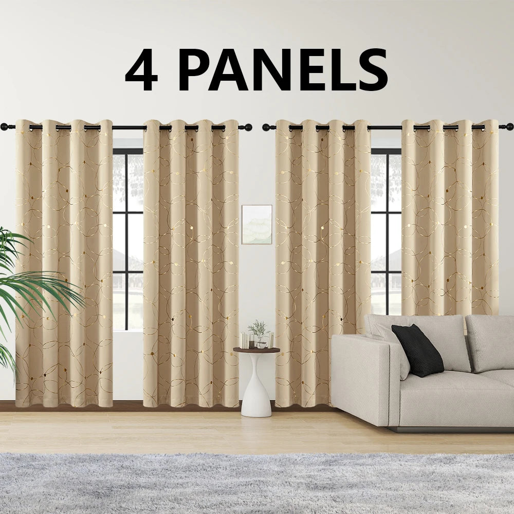 4 Panel Blackout Curtains .Thermal Insulated Room Darkening Window Drapes