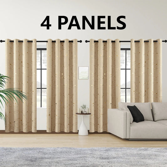 4 Panel Blackout Curtains .Thermal Insulated Room Darkening Window Drapes
