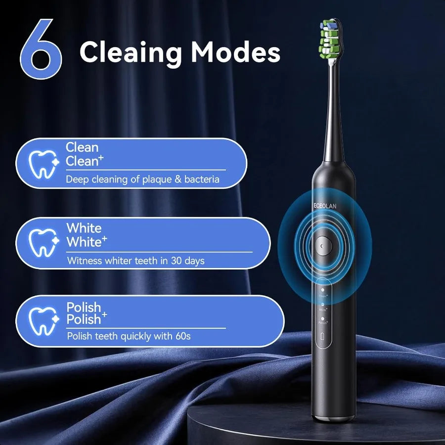 Rechargeable Sonic Toothbrush for Adults IPX7 Case Char
