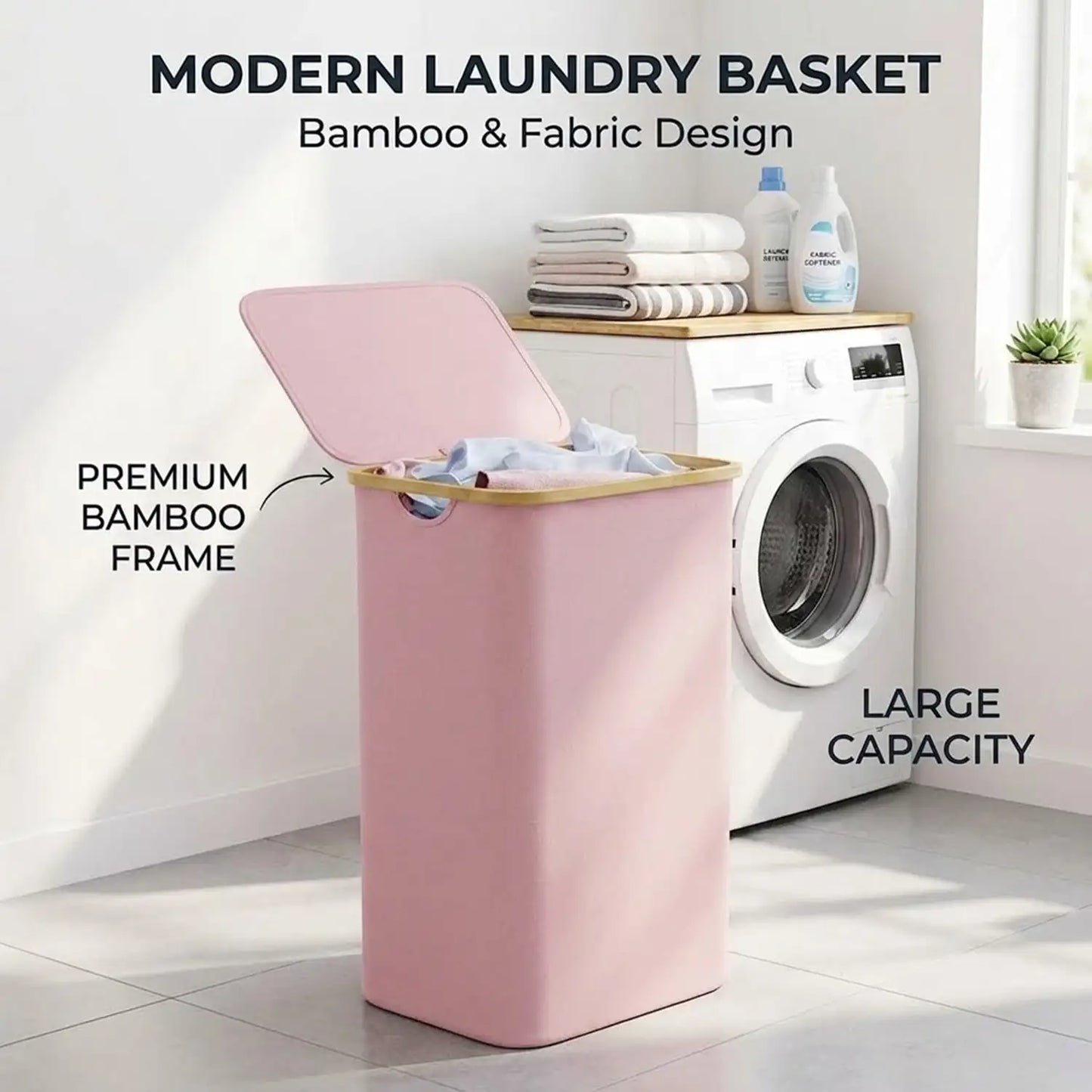 110L Large Capacity Laundry Hamper with Lid & Handles.  Collapsible Oxford Fabric Basket