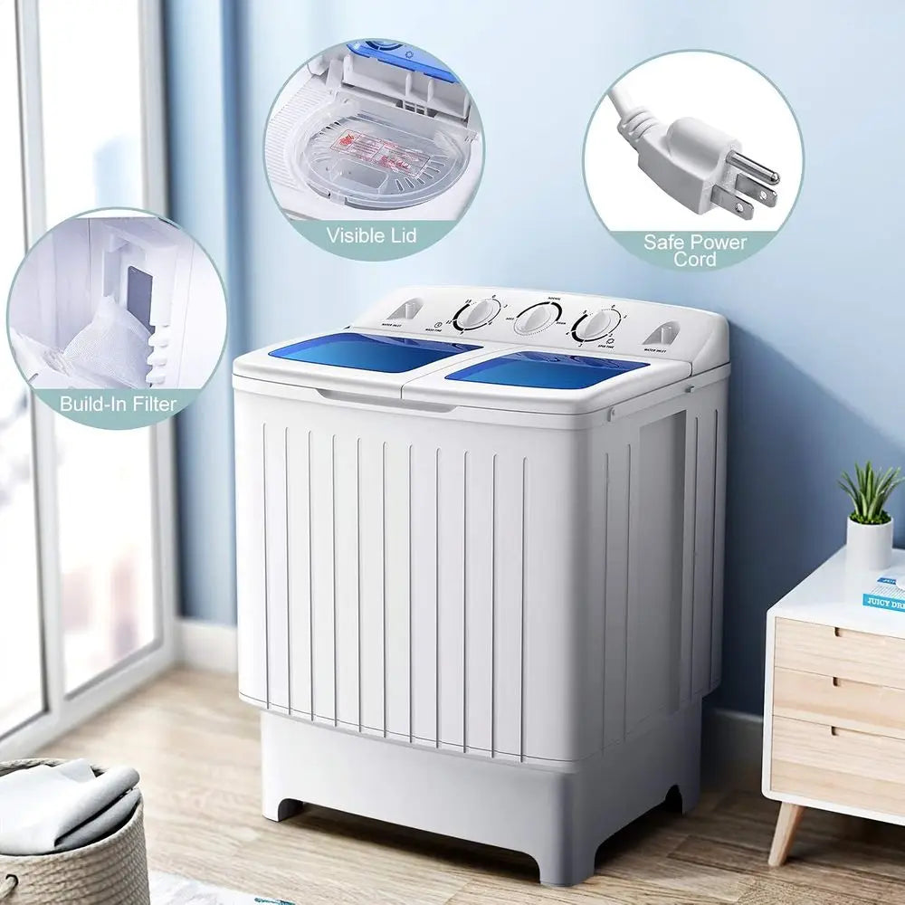 20-Lb Portable Twin Tub Washing Machine with Washer & Spin Dryer
