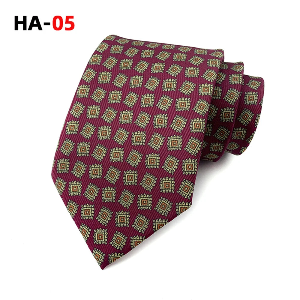 Men’s Luxury 8cm Vintage Silk Necktie Classic Designer Business, Wedding & Formal Dress Tie