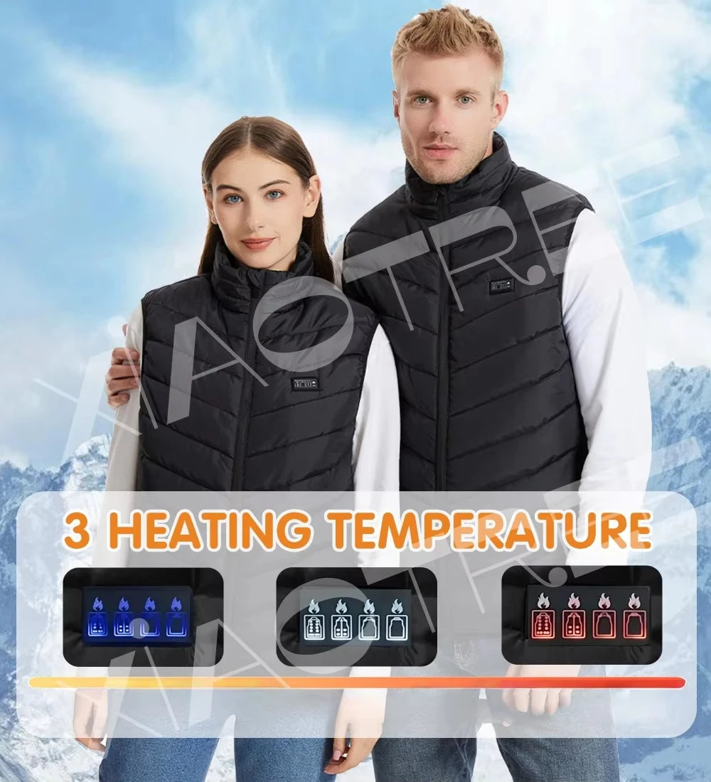 28/9 Areas Heated Vest Men Jacket Heated Winter Womens Electric Usb Heater Camping Jacket Man Thermal Vest Body Warmer Coat 6XL