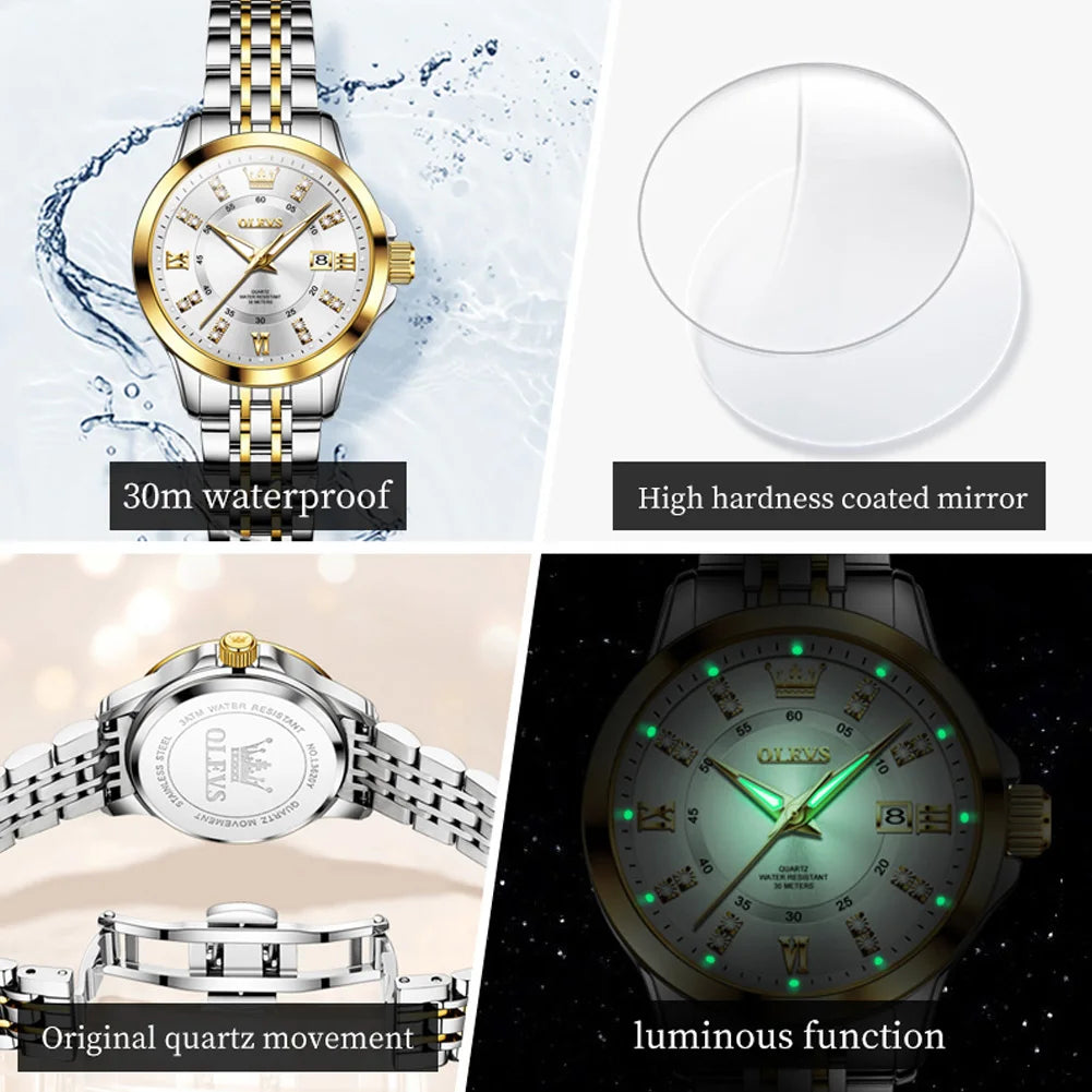 Women’s Elegant Two-Tone Watch – Classic Round Dial & Metal Bracelet