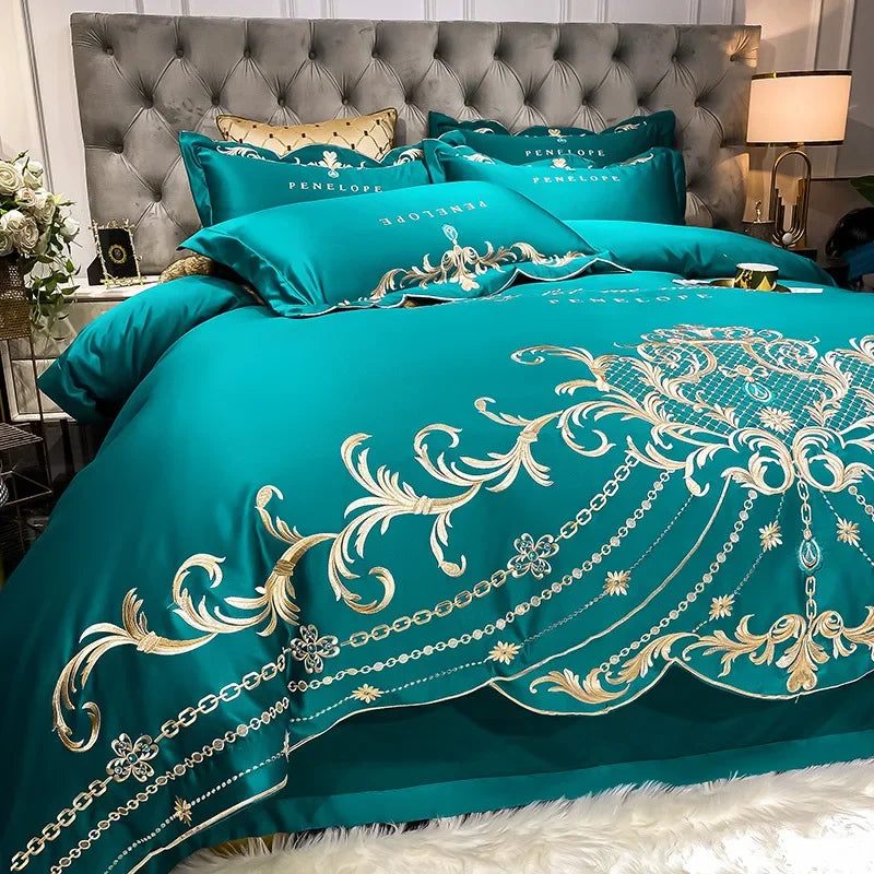 Luxury European-Style 100% Cotton 4-Piece Bedding Set