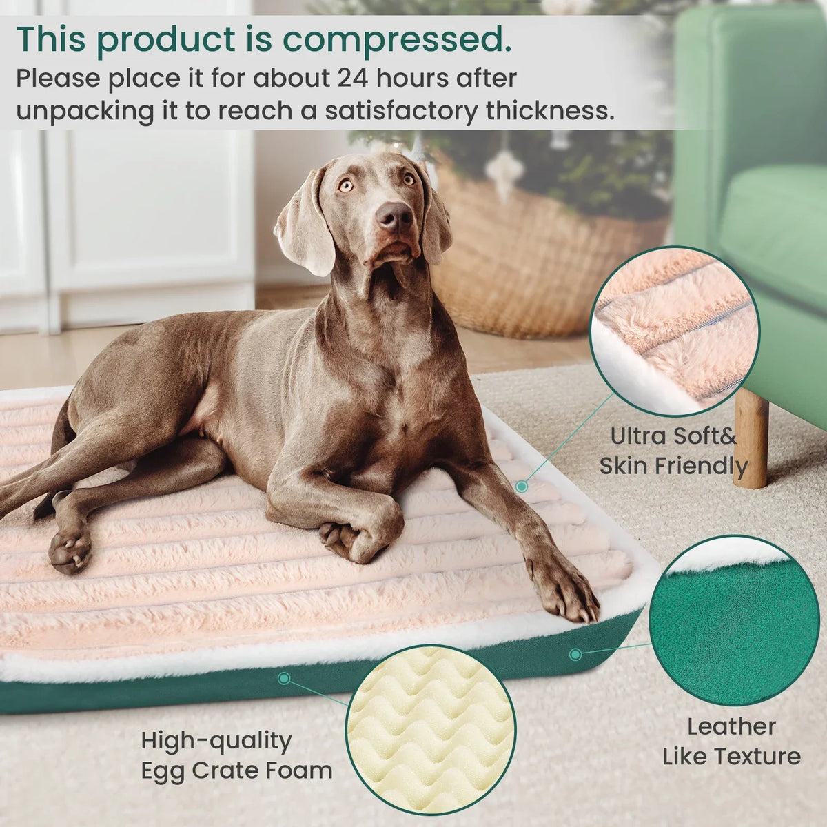 Orthopedic Memory Foam Dog Bed – Washable Removable Cover Pet Mat