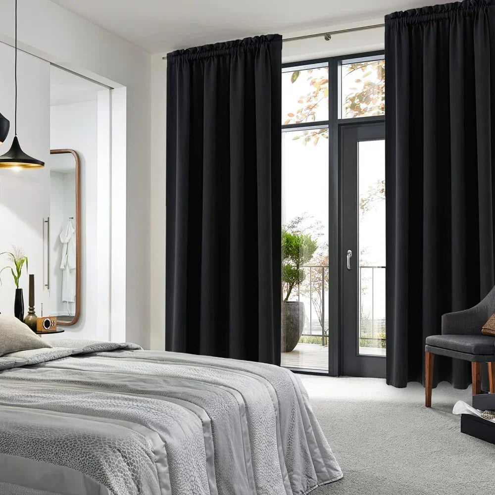 Modern Thermal Blackout Curtains .Elegant Room Darkening Window Panels
