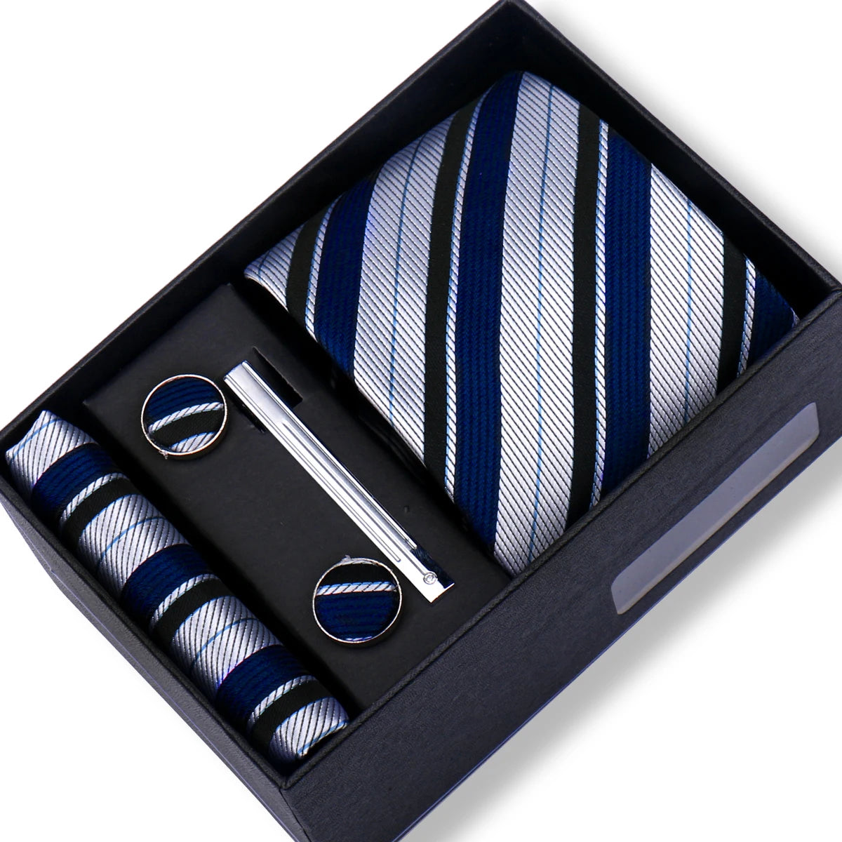 Tie Men With Box Top Quality Business Ties Hanky Cufflink Set Clips Green Necktie Corbatas For Men Wedding In Gift Box Gravatas