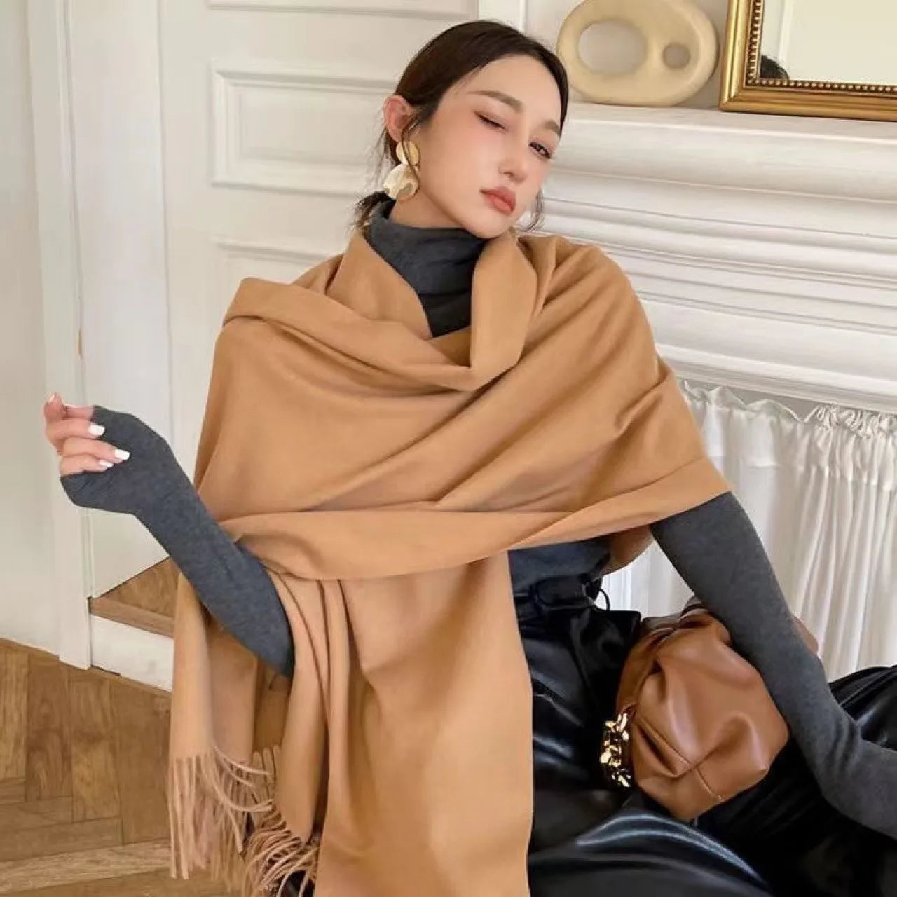 Women’s Black Winter Scarf Shawl