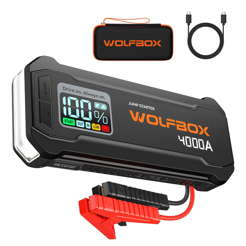 4000A Portable Car Jump Starter Battery Pack .12V Battery Booster, USB Fast Charger & LED Emergency Light