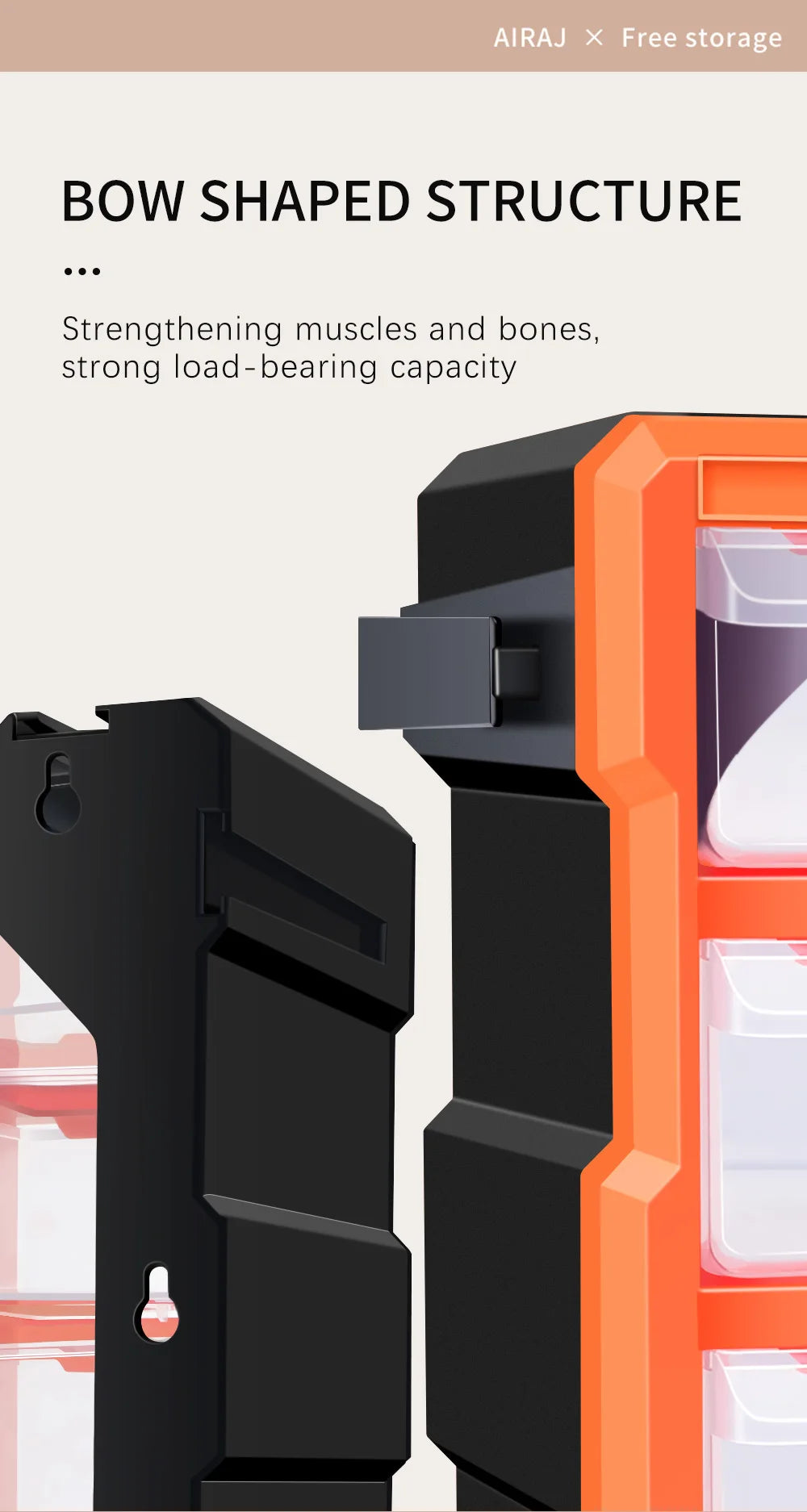 AIRAJ Multi-Drawer Storage Organizer - 18 Slots, Plastic Parts & Crafts Cabinet for Desk or Wall Mount, Ideal for Hardware, Bead