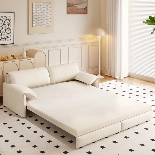 66" Queen Size Sofa Bed, 3 in 1 Convertible Pull Out Sleeper Sofa with Side Storage, Velvet Loveseat Couch for Home Living Room,