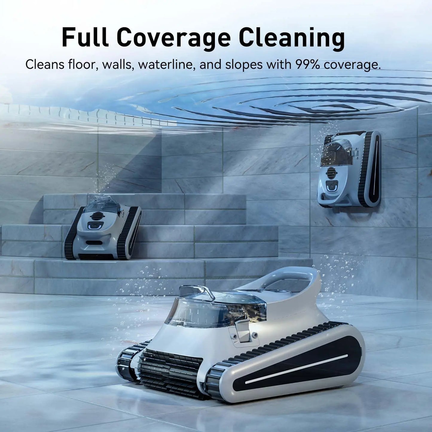 Cordless Automatic Robotic Pool Cleaner | Smart Wall Climbing Pool Vacuum