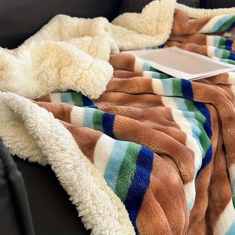 Luxury Soft Plaid Sherpa Fleece Blanket . Cozy Warm Throw for Sofa, Bed & Dorm Room