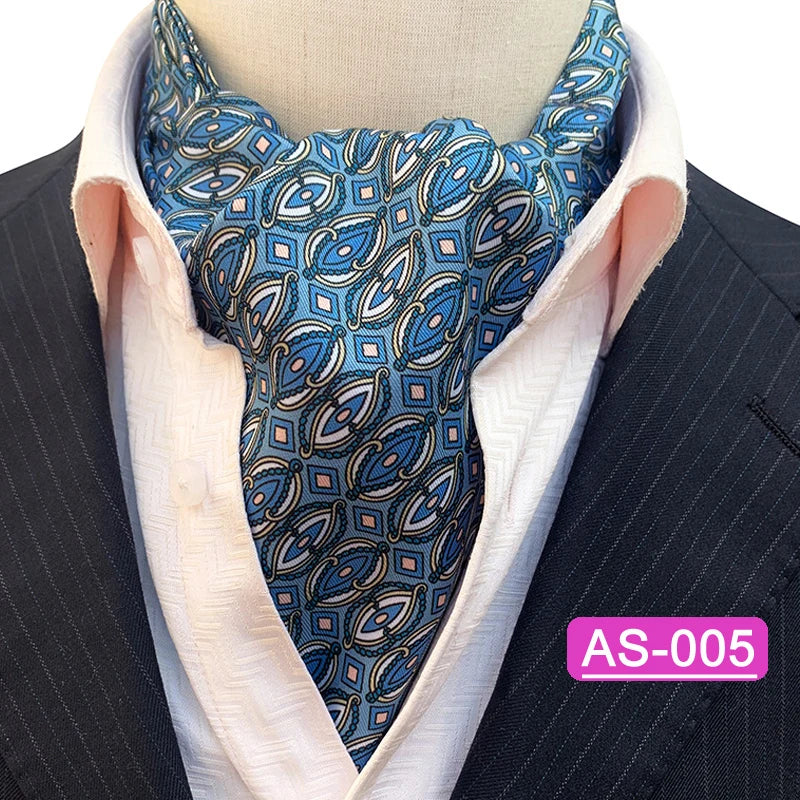 Luxury Men’s Ascot Tie & Pocket Square Set for Weddings, Business & Formal Wear