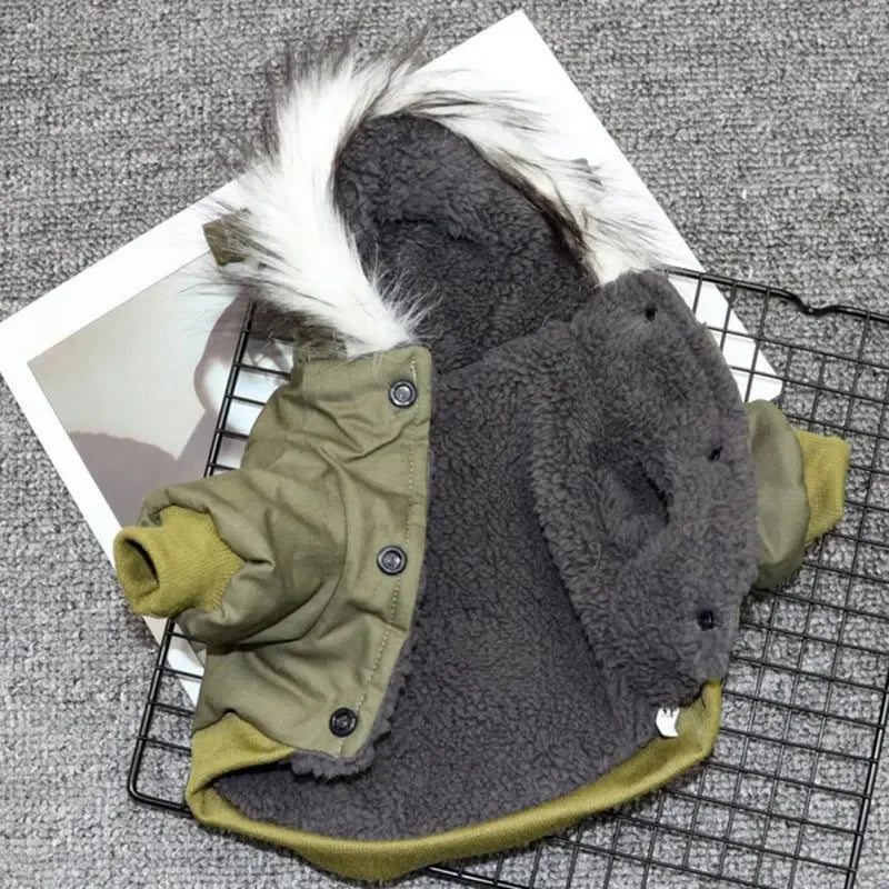 Luxury Winter Dog Parka . Thick Warm Hooded Pet Coat Jacket
