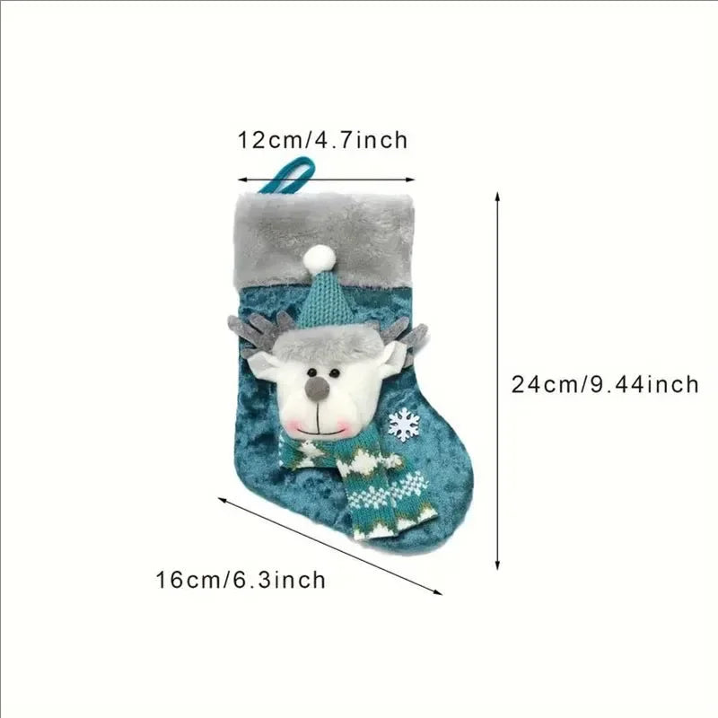 3pc Christmas Decorations Candy Socks Embroidery Old Man Christmas Stockings Christmas Children Gift Stockings Gift Bag Pendant