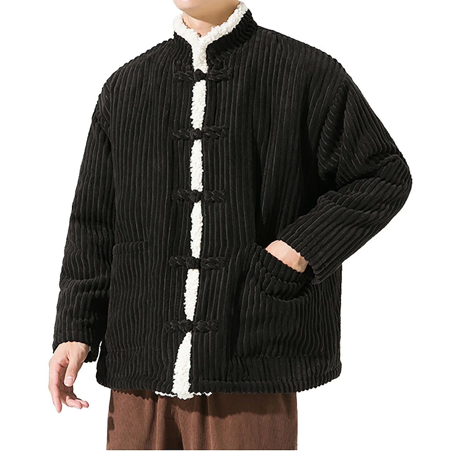 Men’s Traditional Chinese Style Winter Jacket Thickened Cotton Warm Casual Coat