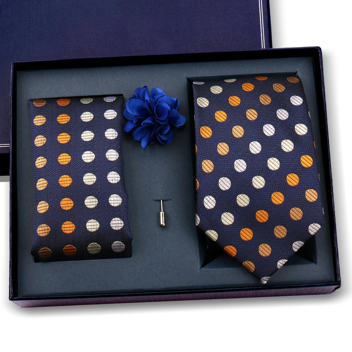 Luxury Men’s Paisley Necktie Gift Set. Silk Tie, Pocket Square, Cufflinks & Gift Box for Weddings & Business