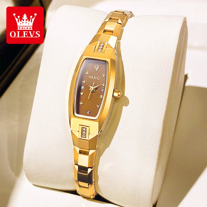 Women’s Elegant Gold-Tone Bracelet Watch – Slim Rectangular Dial