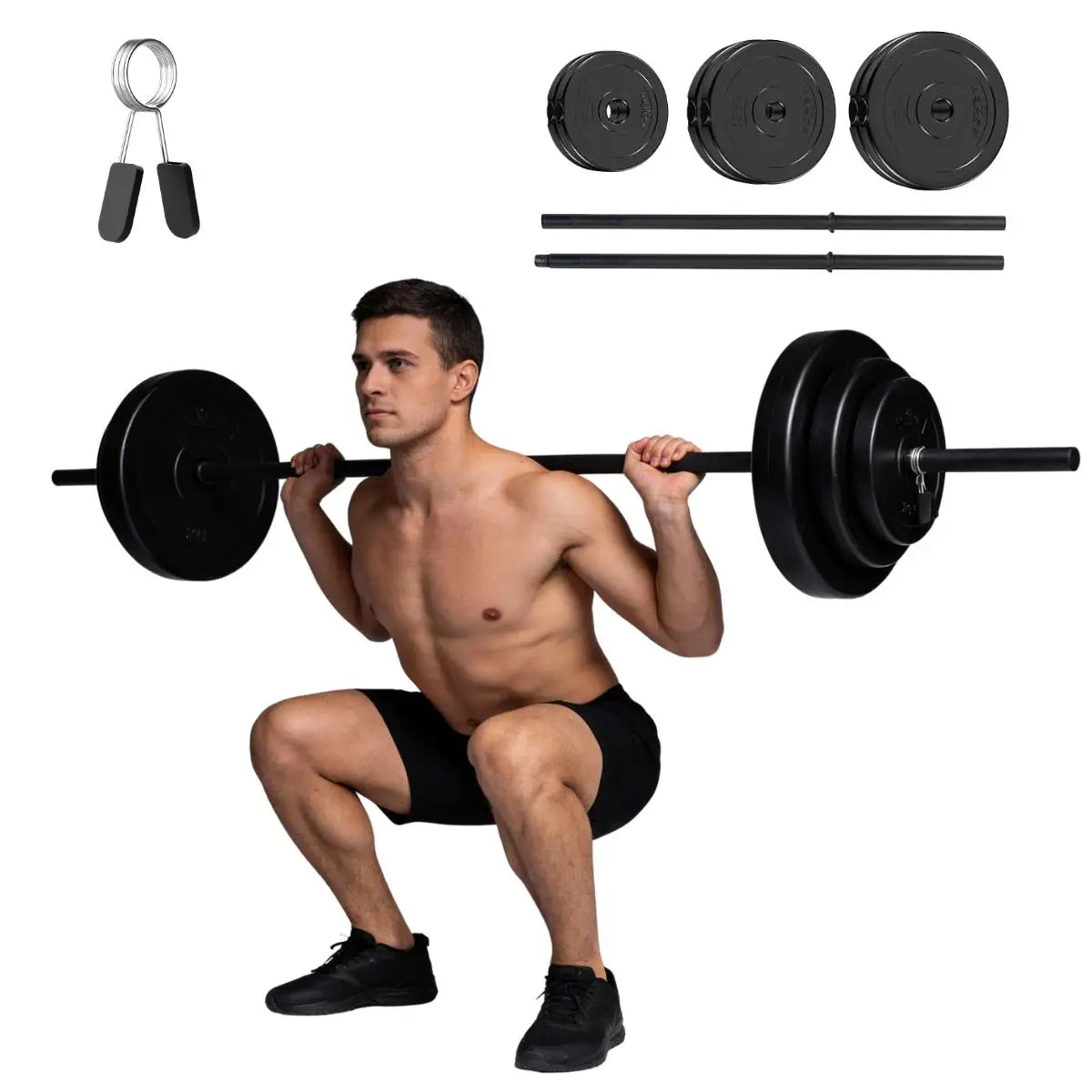 Adjustable Barbell Weight Set for Home Strength Training & Full Body Workouts