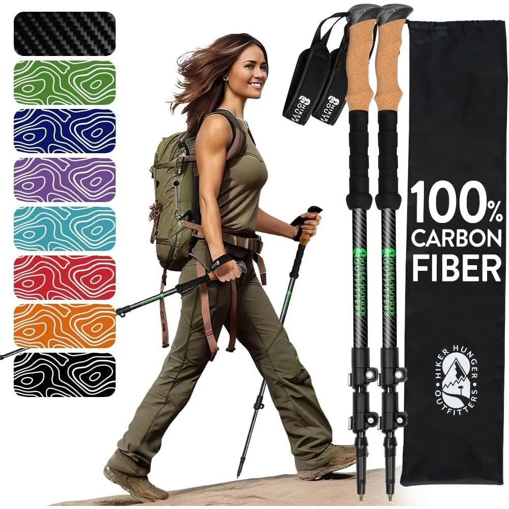 Carbon Fiber Trekking Poles .Adjustable Lightweight Hiking Sticks for Outdoor Adventures