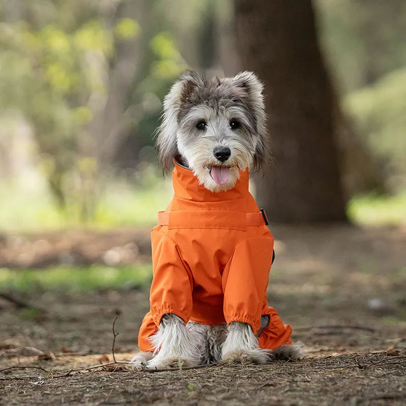 Waterproof Dog Raincoat with Harness . Reflective All-Weather Pet Jumpsuit