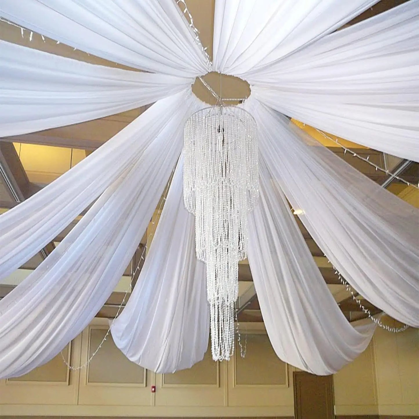 16 Panels-5ftx20ft Wedding Ceiling Drapes White Sheer Arch Draping Fabric  Chiffon Ceiling Drapery Curtain Sheers Chiffon Backdr