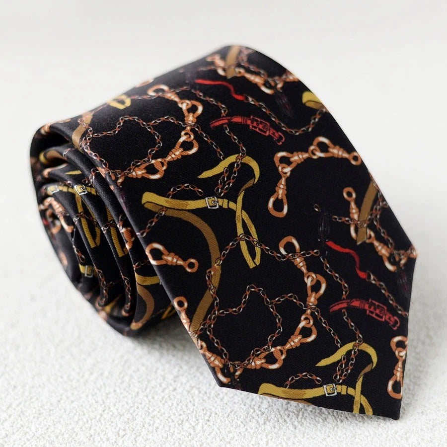 8cm Width New Design Printed Neckties Retro Anchor Animal Green Brown Neck Ties For Men Daily Wear Shirt Tuxedo Accessories Gift